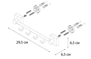 Планка с крючками Fixsen Kvadro FX-61305B-4