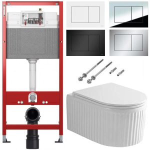 Комплект инсталляции TECEbase kit c кнопкой и подвесным унитазом Roxen Royal Matt 530200-01, белый