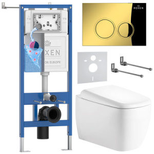 Комплект инсталляции 6 в 1 Roxen StounFix Dual Fresh 968513 с аромадозатором, золото глянцевое