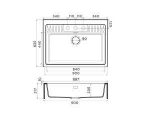 Кухонная мойка Omoikiri Kinokawa 90, 90x64, белый
