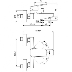 Смеситель для ванны Ideal Standard Ceraplan BD256AA