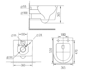 Комплект инсталляции TECEbase kit c кнопкой 9240407 и унитазом Roxen Vortex Tornado 530160-01