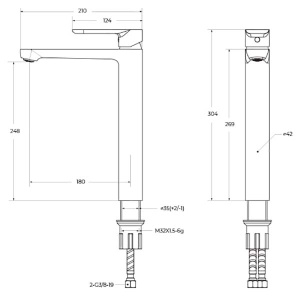Смеситель для умывальника Cezares STYLUS-LC-IN-W0
