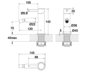 Смеситель для биде Whitecross Y Y1220GL / Y1220GLB, золото