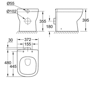 Приставной унитаз Grohe Euro Ceramic 3932900H безободковый, белый