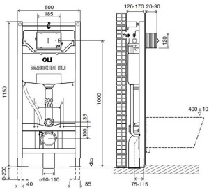 Комплект инсталляции Oli120 с кнопкой Slim хром и унитазом Creavit Free