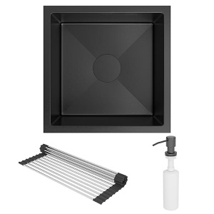 Кухонная мойка Roxen Uno 560210-44B PVD (оружейная сталь) под столешницу с ролл-матом и дозатором