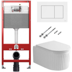 Комплект инсталляции TECEbase kit c кнопкой и подвесным унитазом Roxen Royal Matt 530200-01, белый