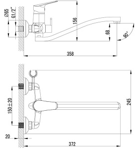 Смеситель для ванны Lemark Partner LM6553C