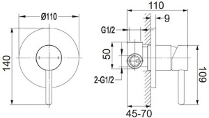 Смеситель встраиваемый Omnires Y Y1245GL / Y1245GLB (1 функция)