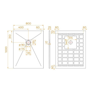 Душевой поддон RGW Stone Tray-G прямоугольный, 120х80
