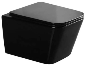 Подвесной унитаз Gid Tr2155BL / Tr2155BM с сиденьем Soft Close, черный глянцевый