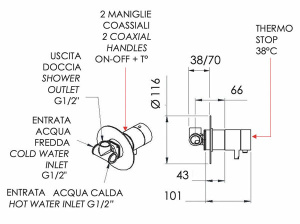 Смеситель встраиваемый Remer Elegance NT30VO термостатический