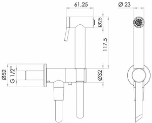 Смеситель встраиваемый Remer X Style INOX SS338M332ON с гигиеническим душем