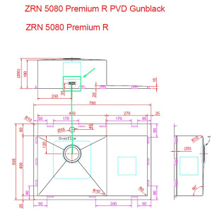 Кухонная мойка Zorg ZRN 5080 Premium PVD Gunblack L / R