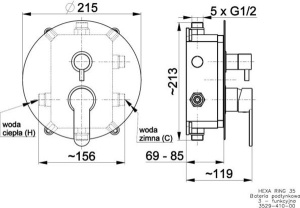 Смеситель встраиваемый Armatura Hexa Ring 35 (3 функции)