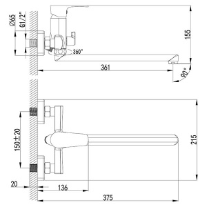 Смеситель для ванны Lemark Plus Factor LM1651C