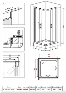 Душевой уголок Damixa Skyline Square DX35WG-403-090MT
