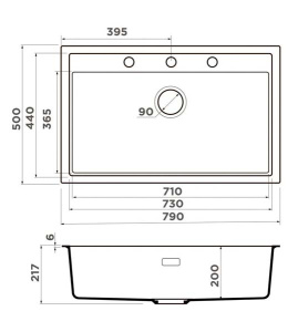 Кухонная мойка Omoikiri Sintesi 79, 79x50, canyon
