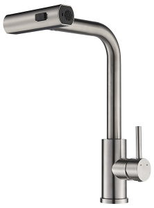 Кухонная мойка Roxen Stage 560250-60 в комплекте с держателем для ножей, двумя коландерами, разделочной доской, дозатором и смесителем Shevanik S263L с выдвижным изливом