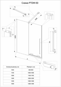 Душевая дверь Veconi Premium Trento PTDW-50G, 100х200, прозрачный