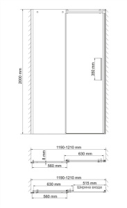 Душевая дверь Wasserkraft Dinkel 58R05 / 58R30 / 58R31, 120х200, прозрачный