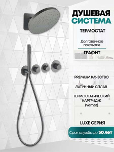 Душевая система скрытого монтажа Grocenberg GB5020 графит с термостатом