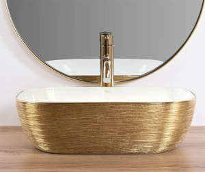 Умывальник Rea Belinda gold matt white U7422