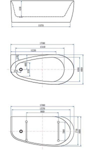 Акриловая ванна Allen Brau Priority 2 2.31002.20/CGM / 2.31002.21/CGM, 170х80, белый матовый, цементно-серый