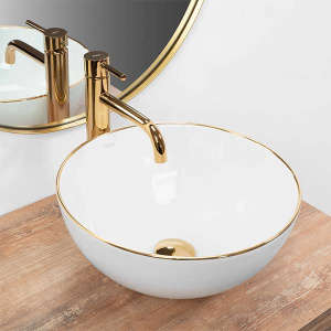 Умывальник Rea Stella white gold edge U7444