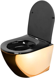 Подвесной унитаз Rea Carlo Flat Mini Gold Black REA-C8990