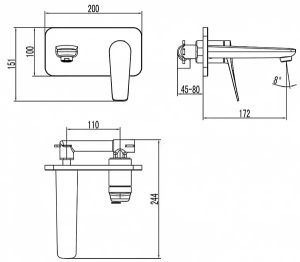 Смеситель встраиваемый Lemark Bronx LM3726GM (1 функция)