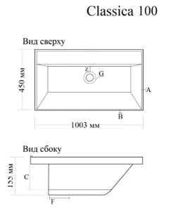 Умывальник Madera Classica 100 без перелива