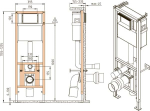 Комплект инсталляции Cersanit Link Pro с кнопкой Twins хром глянцевый и унитазом City Smart CO DPL EO slim / 68306