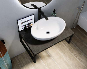 Столешница 1Marka Grunge Loft бетон темно-серый 60 / 80 / 90 / 100, 60, бетон темный