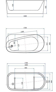 Акриловая ванна Allen Brau Priority 1 2.31001.20/PWM / 2.31001.21/PWM, 170х80, белый матовый
