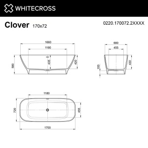 Ванна из искусственного камня Whitecross Clover RAL матовый Solid Surface
