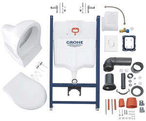 Комплект инсталляции Grohe Solido Compact 4 в 1 с подвесным унитазом Lecico Perth 39116000