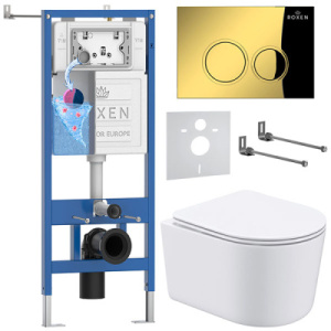 Комплект инсталляции 6 в 1 Roxen StounFix Dual Fresh 968026 с аромадозатором, золото глянцевое