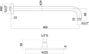 Кронштейн для верхнего душа Paffoni Light ZSOF034NO / ZSOF034CR / ZSOF034ST, 40, нержавеющая сталь