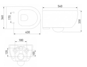 Комплект инсталляции Berges Novum 525 c кнопкой L3, подвесным унитазом Ego XL Rimless и сиденьем Toma SO
