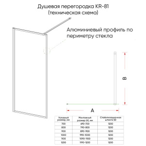 Душевое ограждение Veconi KR-81R дождь, 70х200, дождь