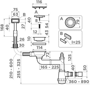 Сифон для мойки Omoikiri WK-1C-IN