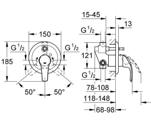 Смеситель встраиваемый Grohe Eurosmart 33305001 (2 функции)