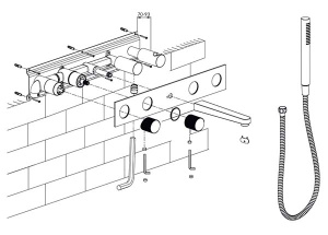 Смеситель встраиваемый Omnires Contour CT8037/1GLB (2 функции)