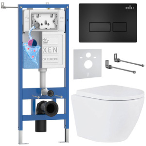 Комплект инсталляции 6 в 1 Roxen StounFix Dual Fresh 579124 с аромадозатором, черный матовый