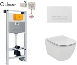 Комплект инсталляции OLi120 Olipure (Fresh) с унитазом Ideal Standard Tesi Aquablade и сиденьем Soft Close, белый