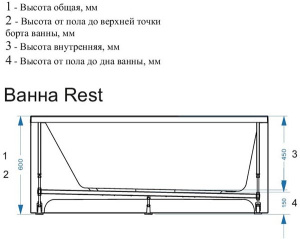 Акриловая ванна Domani-Spa Rest, 160х70
