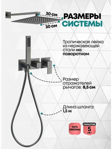 Душевая система скрытого монтажа Grocenberg GB5080 графит
