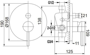 Смеситель встраиваемый Omnires Y Y1235GL / Y1235GLB (2 функции)